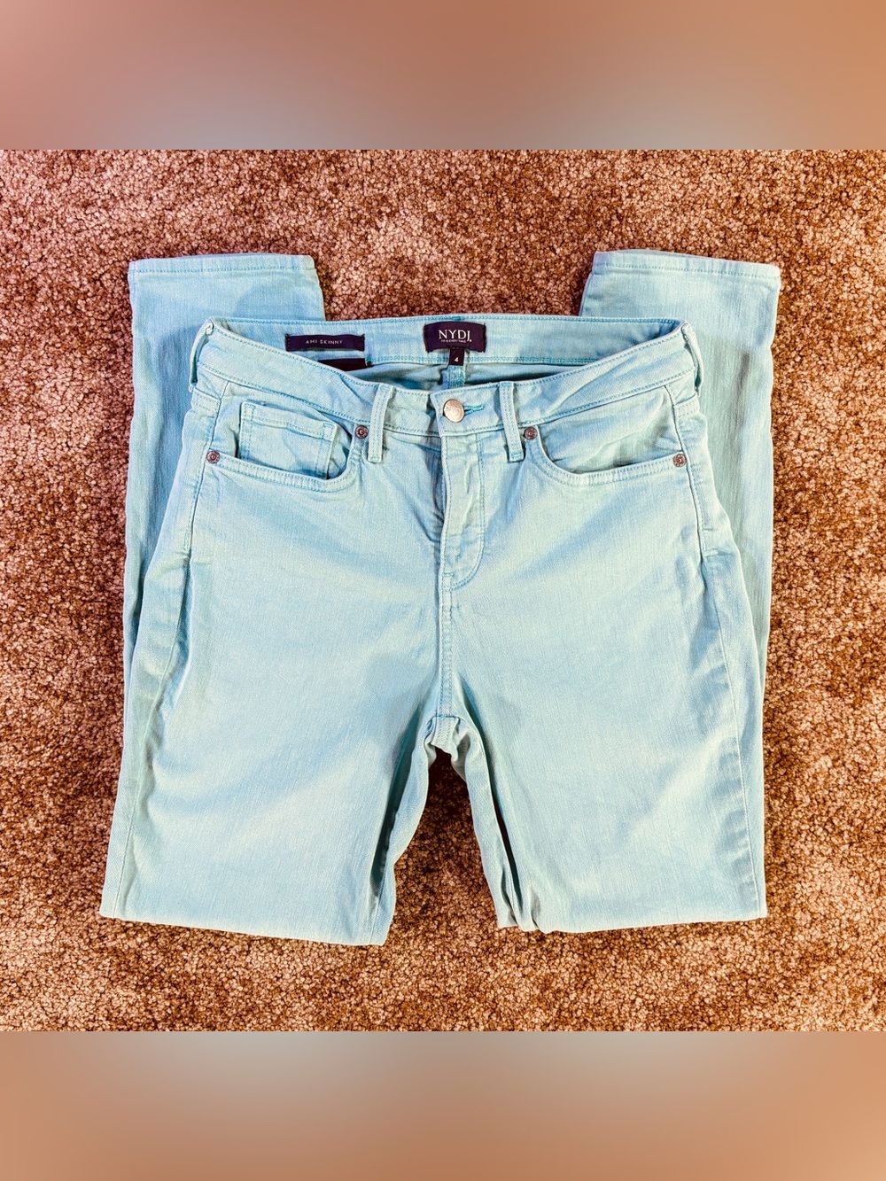 NYDJ Ami Skinny Ankle Jeans Women’s Size 4 Soft Aqua Lift Tuck Stretch Denim